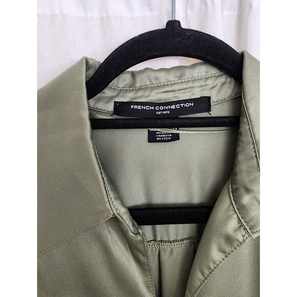 French Connection NWT shirt dress olive green button front belted preppy career - Picture 6 of 12